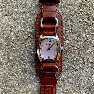 Relic Watch on Brown Leather Cuff Band